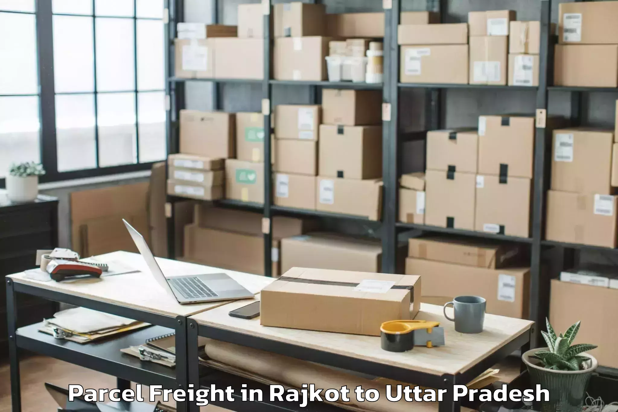 Professional Rajkot to Kaptanganj Parcel Freight